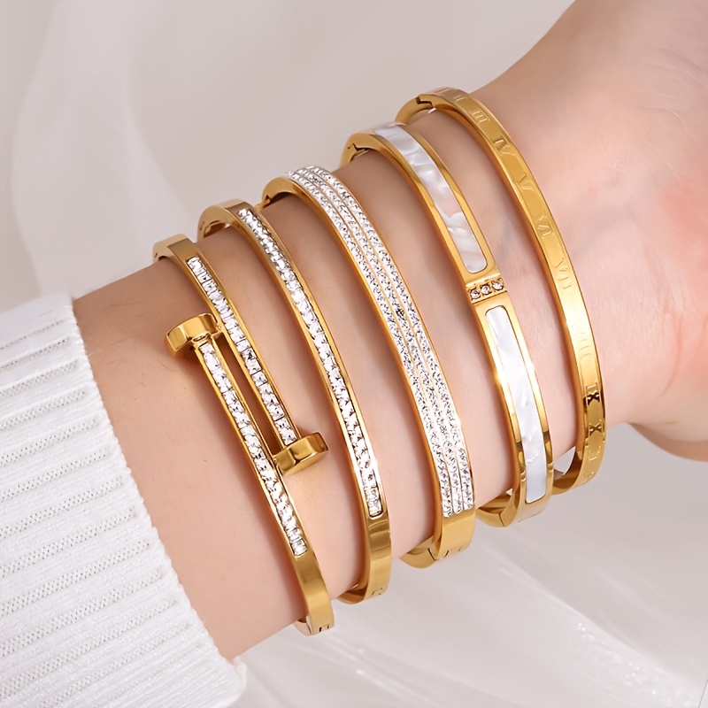 5pc Stylish Stainless Steel Bracelets Set for Women